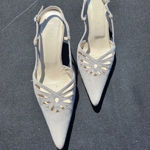Vintage L.K. BennetT Dusty Blue Leather Slingback Heels